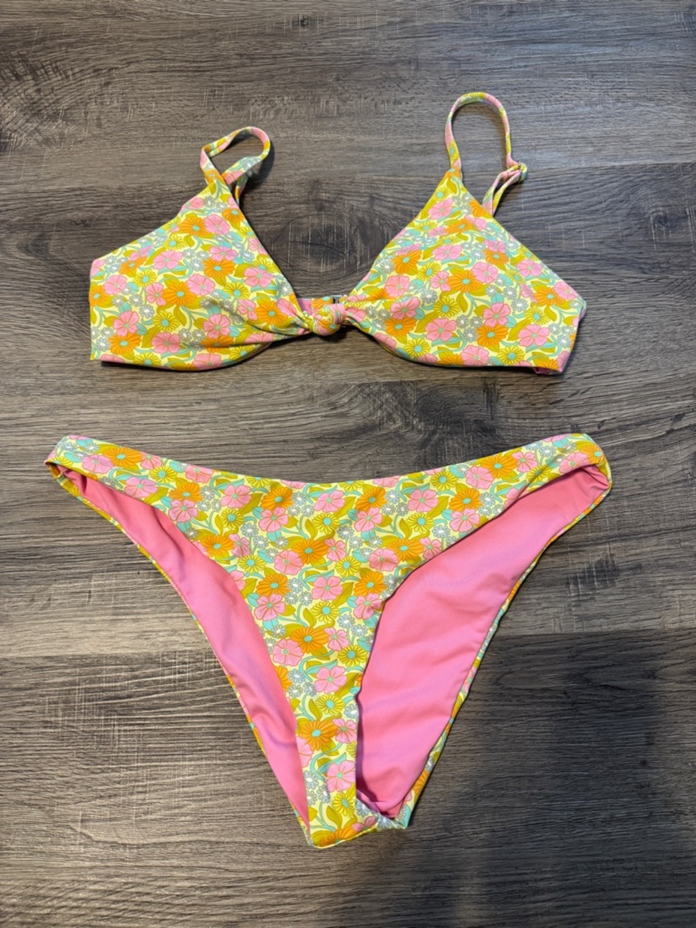 Dippin Daisy's Floral Pink & Yellow Bikini set